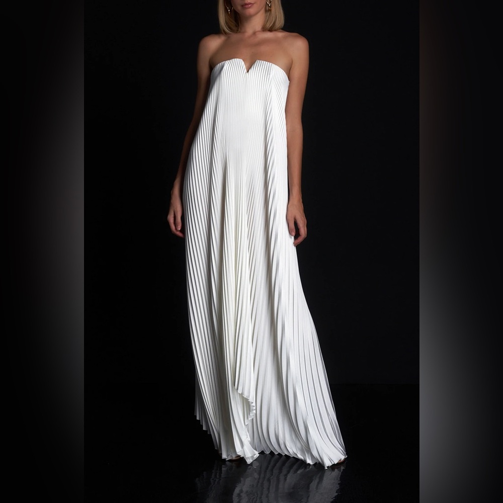 L’IDEE BLACK TIE GOWN - IVORY White Pleated Maxi Dress